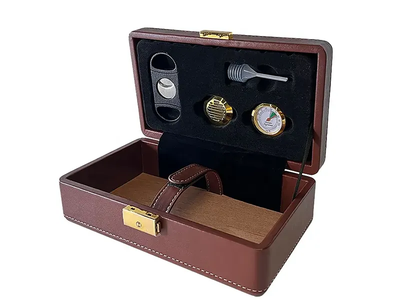 Cedar Cigar Travel Leather Wood Humidor