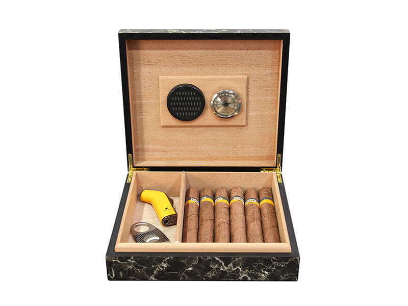 Black Humidor Wood Cigar Box