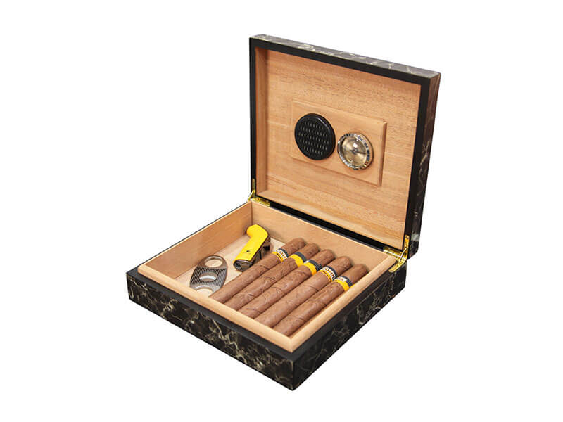 Black Humidor Wood Cigar Box