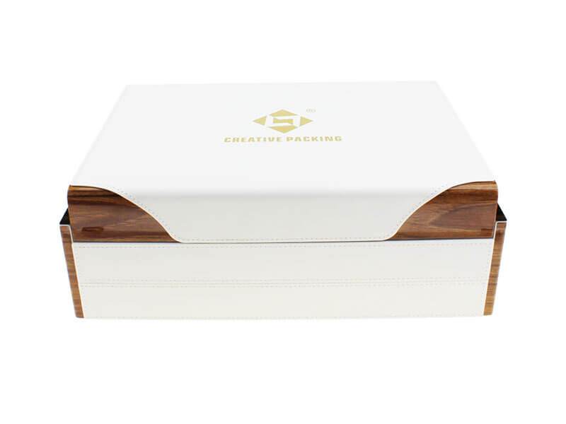 White PU Leather cover wooden Perfume Box