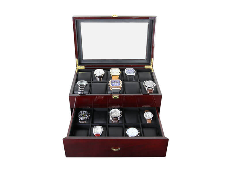 Cherry Color Piano Watch Display Box