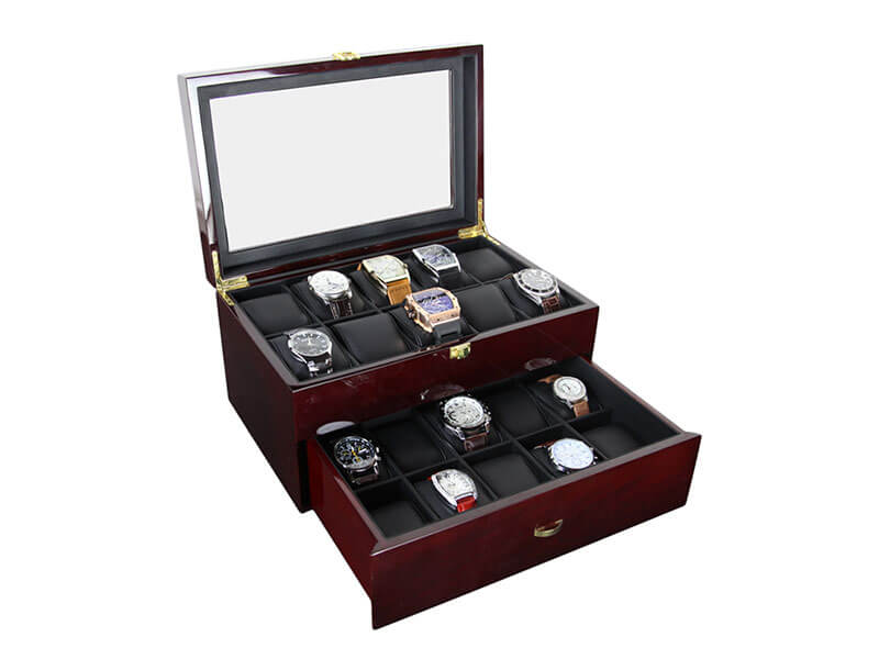 Cherry Color Piano Watch Display Box